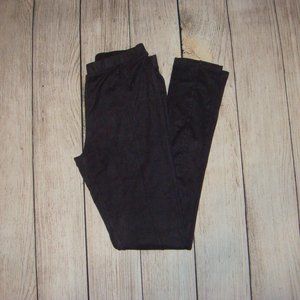 Faux Suede Seamed Black Leggings S